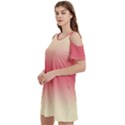 Cream Yellow To Crimson Red Bilinear Gradient Women s Cold Shoulder Round Neck Mini Dress View2