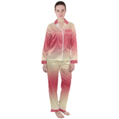 Cream Yellow To Crimson Red Bilinear Gradient Women s Long Sleeve Satin Pajamas Set