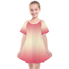 Crimson Red To Cream Yellow Bilinear Gradient Kids  Smock Dress