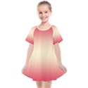 Crimson Red To Cream Yellow Bilinear Gradient Kids  Smock Dress View1