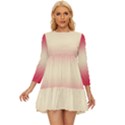 Crimson Red To Cream Yellow Bilinear Gradient Long Sleeve Babydoll Dress View1