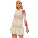 Crimson Red To Cream Yellow Bilinear Gradient Long Sleeve Babydoll Dress View2