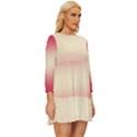 Crimson Red To Cream Yellow Bilinear Gradient Long Sleeve Babydoll Dress View3