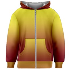 Electric Yellow To Burgundy Red Linear Gradient Kids  Zipper Hoodie Without Drawstring