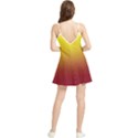 Electric Yellow To Burgundy Red Linear Gradient Summer Frill Dress View2