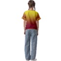 Electric Yellow To Burgundy Red Linear Gradient Kids  Cuff Sleeve Scrunch Bottom T-Shirt View2