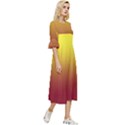 Electric Yellow To Burgundy Red Linear Gradient Double Cuff Midi Dress View3