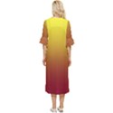 Electric Yellow To Burgundy Red Linear Gradient Double Cuff Midi Dress View4