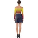 Electric Yellow To Burgundy Red Linear Gradient Long Sleeve Off Shoulder Crop Top View2