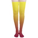 Electric Yellow To Burgundy Red Linear Gradient Thigh High Stockings View1
