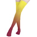 Electric Yellow To Burgundy Red Linear Gradient Thigh High Stockings View2