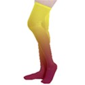 Electric Yellow To Burgundy Red Linear Gradient Thigh High Stockings View3