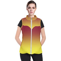 Burgundy Red To Electric Yellow Linear Gradient Women s Puffer Vest