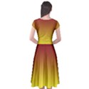 Burgundy Red To Electric Yellow Linear Gradient Cap Sleeve Wrap Front Dress View2