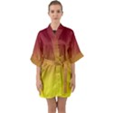 Burgundy Red To Electric Yellow Linear Gradient Half Sleeve Satin Kimono  View1