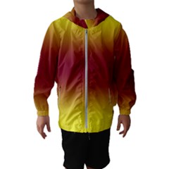 Electric Yellow To Burgundy Red Bilinear Gradient Kids  Hooded Windbreaker