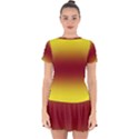 Electric Yellow To Burgundy Red Bilinear Gradient Drop Hem Mini Chiffon Dress View1