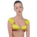 Burgundy Red To Electric Yellow Bilinear Gradient Cap Sleeve Ring Bikini Top View1