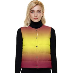 Burgundy Red To Electric Yellow Bilinear Gradient Women s Button Up Puffer Vest
