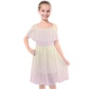 Cream Yellow To Pink Lace Linear Gradient Kids  Cut Out Shoulders Chiffon Dress View1