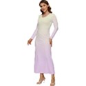 Cream Yellow To Pink Lace Linear Gradient Long Sleeve Longline Maxi Dress View2