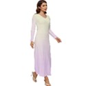 Cream Yellow To Pink Lace Linear Gradient Long Sleeve Longline Maxi Dress View3