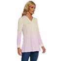 Cream Yellow To Pink Lace Linear Gradient Long Sleeve Drawstring Hooded Top View3