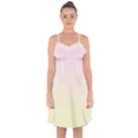 Pink Lace To Cream Yellow Linear Gradient Ruffle Detail Chiffon Dress View1