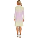 Cream Yellow To Pink Lace Bilinear Gradient Long Sleeve Shirt Collar A-Line Dress View4