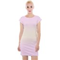 Pink Lace To Cream Yellow Bilinear Gradient Cap Sleeve Bodycon Dress View1