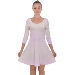Pink Lace To Cream Yellow Bilinear Gradient Quarter Sleeve Skater Dress