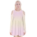 Pink Lace To Cream Yellow Bilinear Gradient Velvet Long Sleeve Shoulder Cutout Dress View1