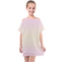 Pink Lace To Cream Yellow Bilinear Gradient Kids  One Piece Chiffon Dress View1