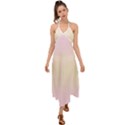 Pink Lace To Cream Yellow Bilinear Gradient Halter Tie Back Dress  View1