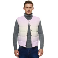Pink Lace To Cream Yellow Bilinear Gradient Men s Button Up Puffer Vest	