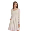Pink Lace To Cream Yellow Bilinear Gradient Long Sleeve Knee Length Skater Dress With Pockets View1