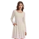 Pink Lace To Cream Yellow Bilinear Gradient Long Sleeve Knee Length Skater Dress With Pockets View2