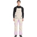 Pink Lace To Cream Yellow Bilinear Gradient Men s Side Zip Front Pouch Ski And Snowboard Bib Pants	 View1