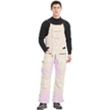 Pink Lace To Cream Yellow Bilinear Gradient Men s Side Zip Front Pouch Ski And Snowboard Bib Pants	 View3