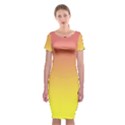 Coral Pink To Electric Yellow Linear Gradient Classic Short Sleeve Midi Dress View1