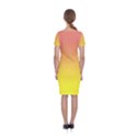Coral Pink To Electric Yellow Linear Gradient Classic Short Sleeve Midi Dress View2