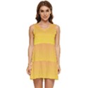 Coral Pink To Electric Yellow Linear Gradient Tiered Sleeveless Mini Dress View1