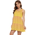Coral Pink To Electric Yellow Linear Gradient Tiered Sleeveless Mini Dress View3