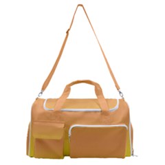 Electric Yellow To Coral Pink Bilinear Gradient Sports Gym Duffle Bag With Shoe Compartment