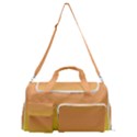 Electric Yellow To Coral Pink Bilinear Gradient Sports Gym Duffle Bag with Shoe Compartment View1