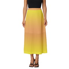 Electric Yellow To Coral Pink Bilinear Gradient Classic Midi Chiffon Skirt