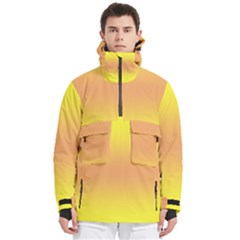 Electric Yellow To Coral Pink Bilinear Gradient Men s Pullover Zip Ski And Snowboard Waterproof Breathable Jacket