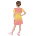 Coral Pink To Electric Yellow Bilinear Gradient Kids  Short Sleeve Velvet Dress View2