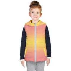 Coral Pink To Electric Yellow Bilinear Gradient Kids  Hooded Puffer Vest