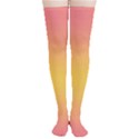 Coral Pink To Electric Yellow Bilinear Gradient Thigh High Stockings View1